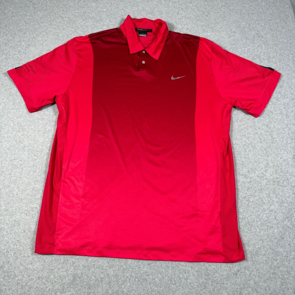 Nike Tiger Woods Collection Dri-FIT Golf Polo Red The Players Past Chairman XL
